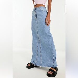 NWOT Mango raw edge hem denim maxi skirt XS sold out